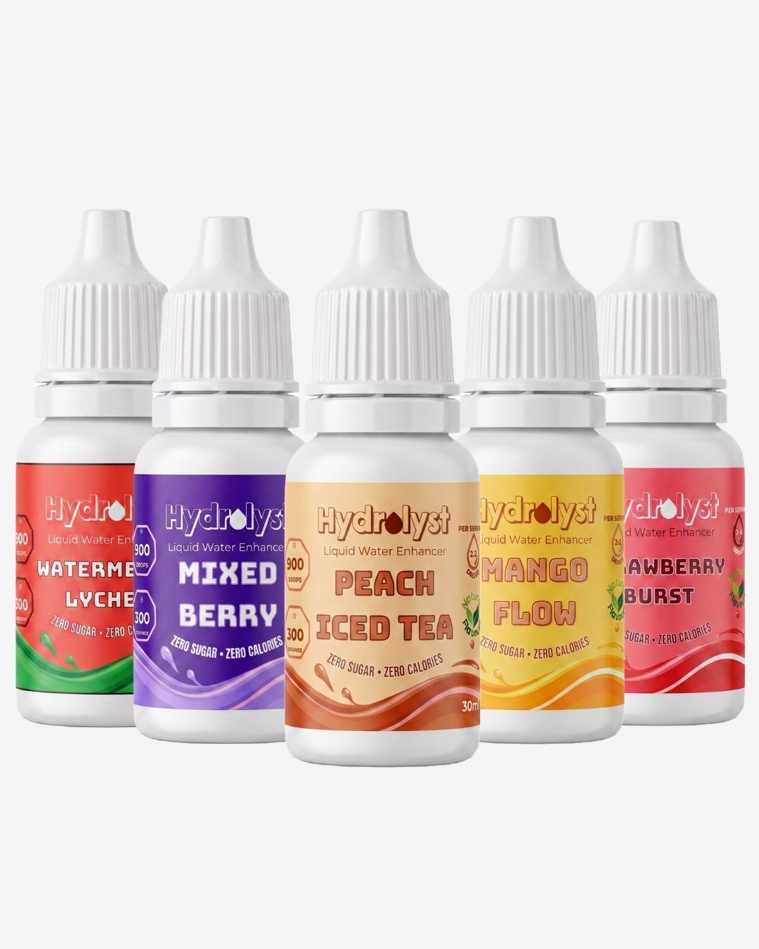 Hydrolyst Watermelon Lychee and Mixed Berry Bottles