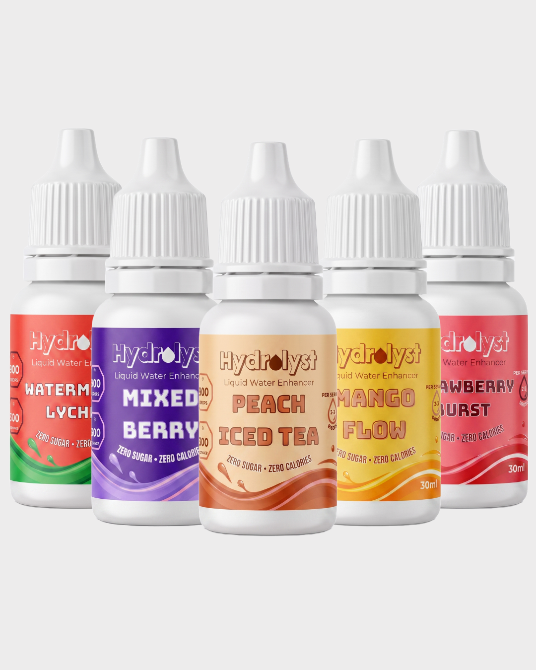 Hydrolyst Watermelon Lychee and Mixed Berry Bottles